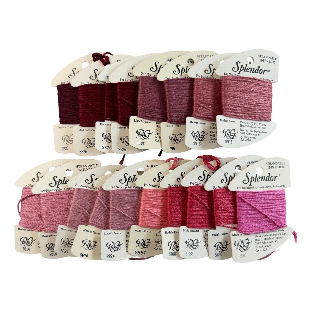 Rainbow Gallery Splendor Silk Embroidery Floss Pink 18 Cards Some Partial France